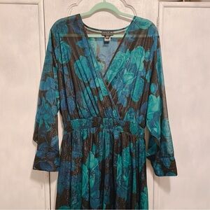 Alexa B Nites Teal Floral Women's Dress Size 20W